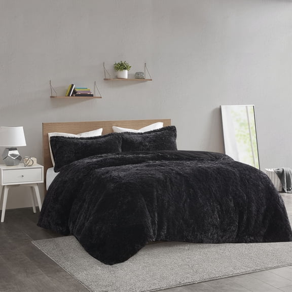 Ergode Shaggy Fur Duvet Cover Set - Modern & Cozy Bedroom Makeover - Stylish Faux Fur Design - Soft & Fluffy Texture - Solid Plush Reverse - Zipper Closure & Corner Ties - Insert Not Included