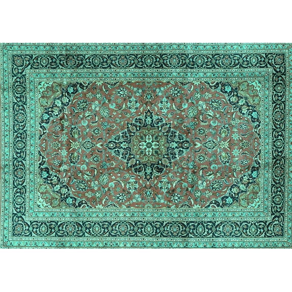 Ahgly Company Indoor Rectangle Persian Turquoise Blue Traditional Area Rugs, 5' x 8'