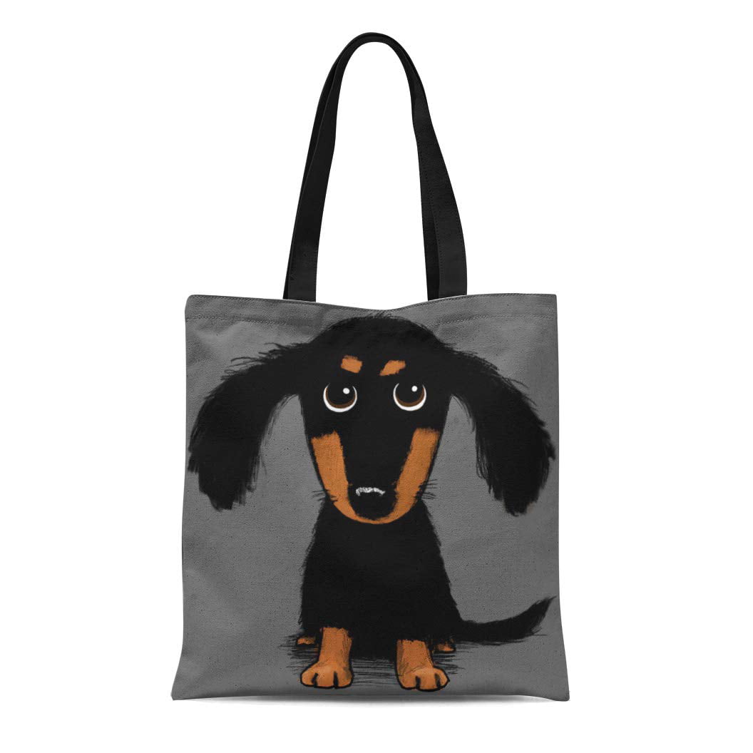 Life Is Better With Dachshund Canvas Shoulder Bags Casual Handbag For Womens Black 