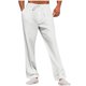 thumbnail image 1 of Pantalones largos para hombre, moda informal, lino liso, holgados, elásticos, con cordón, transpirables, para playa, 1 of 7