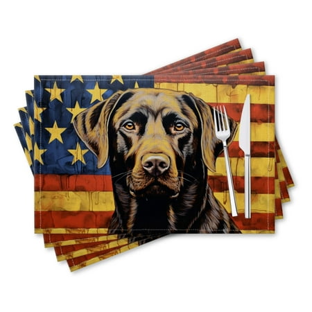 

BaHomeck placemats Set of 4 rectangle Linen Cotton Placemats for Dining Table Washable Heat Resistant 18*12inch American Flag With The Stars And Stripes Painted In Brown