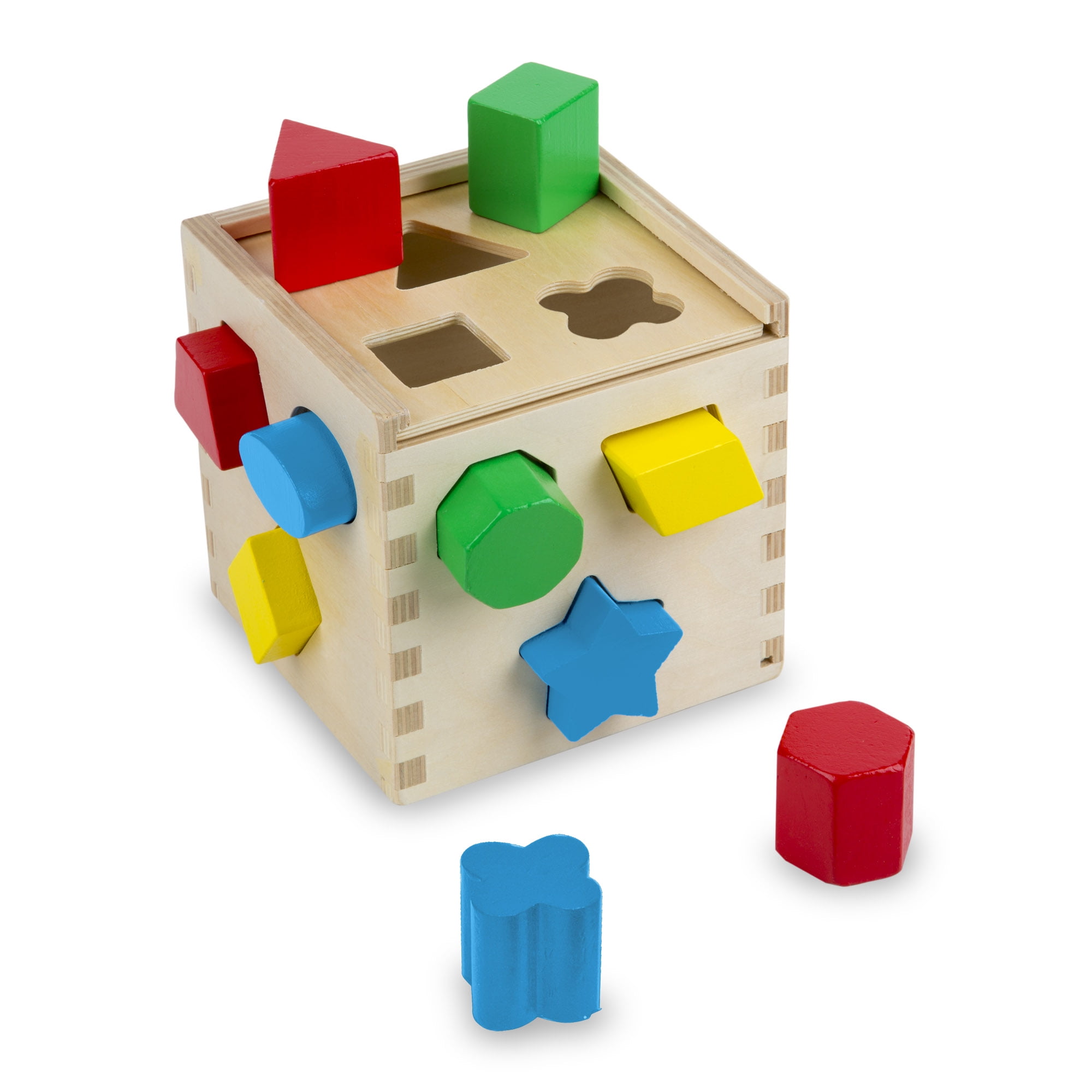 Shape Sorting Clock 12 Pc Sturdy Wooden Construction Preschool Developmental Toy 