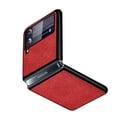 thumbnail image 4 of Dteck Case for Samsung Galaxy Z Flip 3 Leather Texture Pattern Ultra Slim Thin Shockproof Folding Case Cover For Samsung Galaxy Z Flip 3,Red, 4 of 6