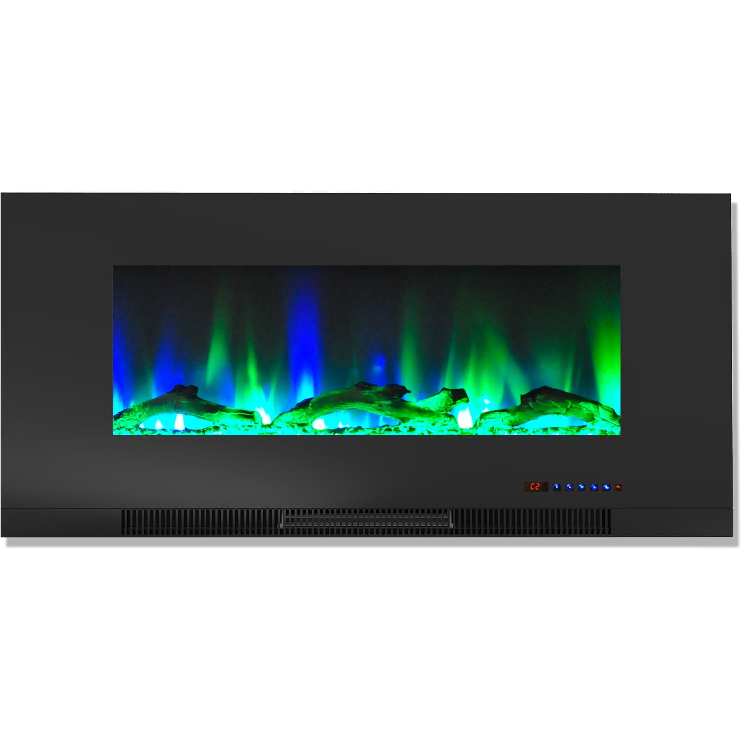 Hanover 42-in. Black Indoor Wall Mount Electric Fireplace with Multicolor Flames