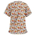 thumbnail image 2 of Puntoco Blusa de manga corta con cuello en V para mujer, uniforme de trabajo, blusa de Acción de Gracias de Navidad Puntoco Puntoco-2628, 2 of 6