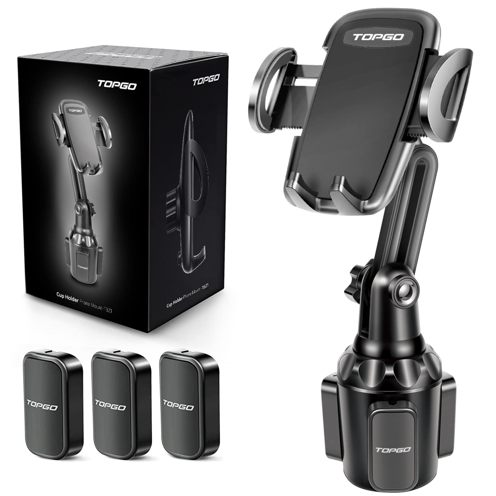 Cup Phone Holder for Car, [No Shaking & Stable & Adjustable Pole] Car Cup Holder Phone Mount, Cell Phone Cradle for iPhone, Samsung and More Smart Phone - Black