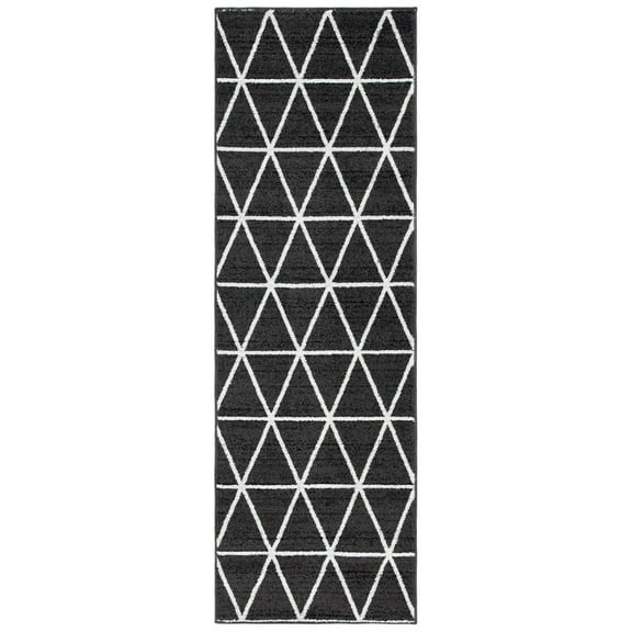 SAFAVIEH Adirondack Darien Geometric Runner Rug, Black/Ivory, 2'6" x 8'