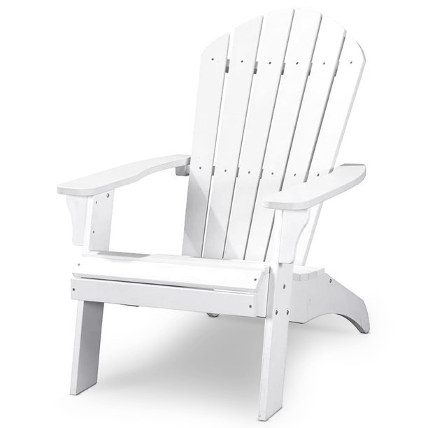 YRLLENSDAN White Wood Adirondack Chair, Folding Outdoor Wood Folding