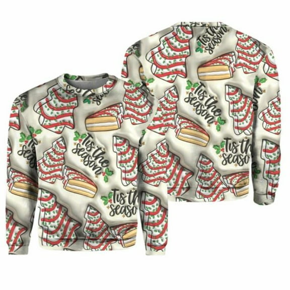 Tree Cakes Print Knit Pullover Christmas Sweater