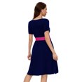 thumbnail image 3 of Women's Summer Maternity Dress Short Sleeve Pleated Waist Dress with Pockets, 3 of 4