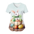 thumbnail image 7 of UngA Easter T-Shirts for Women Funny Bunny Graphic T-Shirt Happy Easter Rabbit Tee Top Holiday Casual Easter Shirts Women (Sky Blue,S), 7 of 7