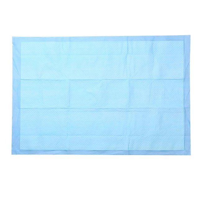 super absorbent pet training pads ideal for traveling with dogs 33x45cm 1pack vista frontal de almohadilla para perros azul claro tamaño S 33x45cm, capa superior no tejida texturizada y borde sellado visible, plana sobre fondo blanco; adecuada para entrenamiento, jaula o coche en viajes.