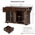 thumbnail image 3 of Rolling Kitchen Island Cabinet with Drawers & Drop Leaf, Storage Cart on Wheels with Arched Glass Doors, Power Outlet & Spice Rack, 3 of 12
