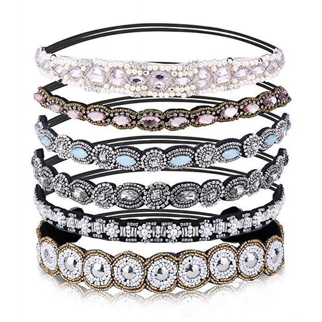 6 diademas elásticas con diamantes de imitación bohemias, diademas elásticas con diamantes de imitación de cristal, bandas de joyería para mujeres, accesorios para el cabello (6 estilos) brillar Electrónica
