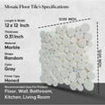 thumbnail image 5 of Penny Carrara Marble Mosaic Tile - Floor and Wall Carrara Tile - Honed Finish Tiles for Kitchen (12" X 12") 5 tiles per case, 5 of 5
