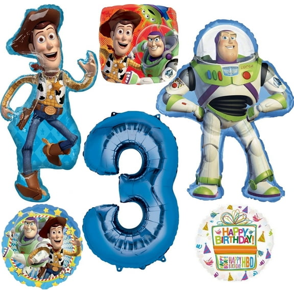 Toy Story Woody and Buzz Lightyear's 3rd Birthday Party Supplies Balloon Bouquet Decorations