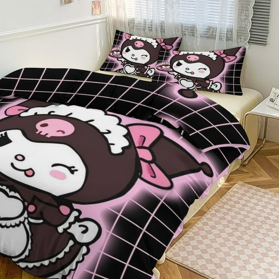 KUROMI Bedding Set Anime Three-piece for Boys Girls Teens Twin
