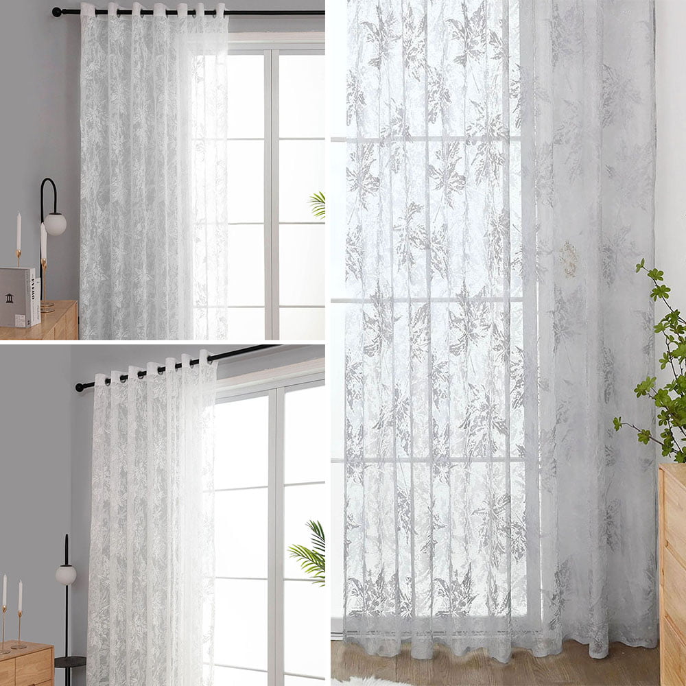 100x250cm Elegant Window Curtain Drape Panel Sheer Voile Valance Punch Grey 