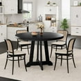 thumbnail image 4 of 47-Inch Round Wooden Dining Table Seats 4-6 People, Sturdy Legs, for Dining Room & Kitchen (No Chair,Black), 4 of 6