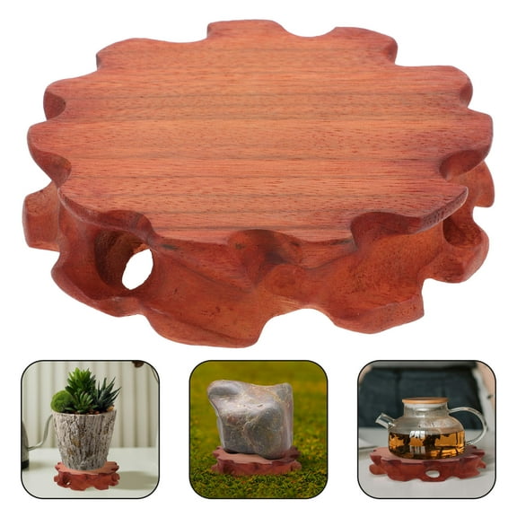 LOLIPPYY Light Brown Mini Wood Pedestal Stand for Teapot Statue or Flower Pot Decorative Display Base 7.5x7.5 Inches