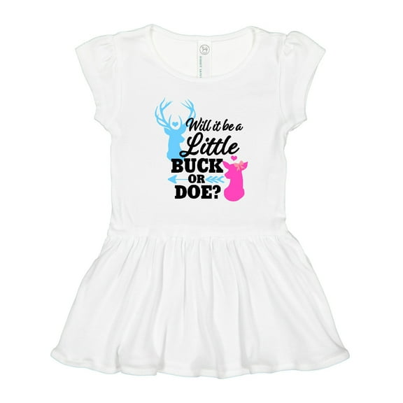 Inktastic Gender Reveal Will It Be a Little Buck or Doe? Girls Toddler Dress