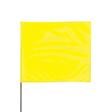 Presco Steel Wire Staff Marking Flags [2.5 in. x 3 in. Flag]: 21 in. Steel Wire / (Neon Yellow)  [12 flags/pack]
