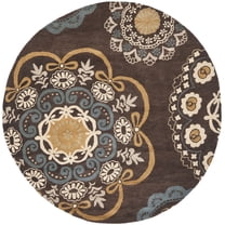 SAFAVIEH Wyndham Brendanus Floral Area Rug, Eggplant/Multi, 7' x 7' Round