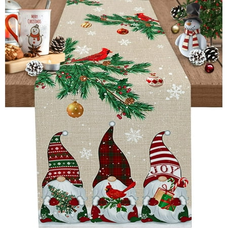 

Christmas Snowman Xmas Tree Linen Table Runners Kitchen Dining Table Decor Winter Xmas Holiday Table Runners Navidad Decorations