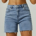 thumbnail image 6 of Afdoent Jean Shorts Womens High Waist Jean Shorts Wide Straight Leg Microelastic Long Denim Mom Shorts Summer Denim Shorts, 6 of 9