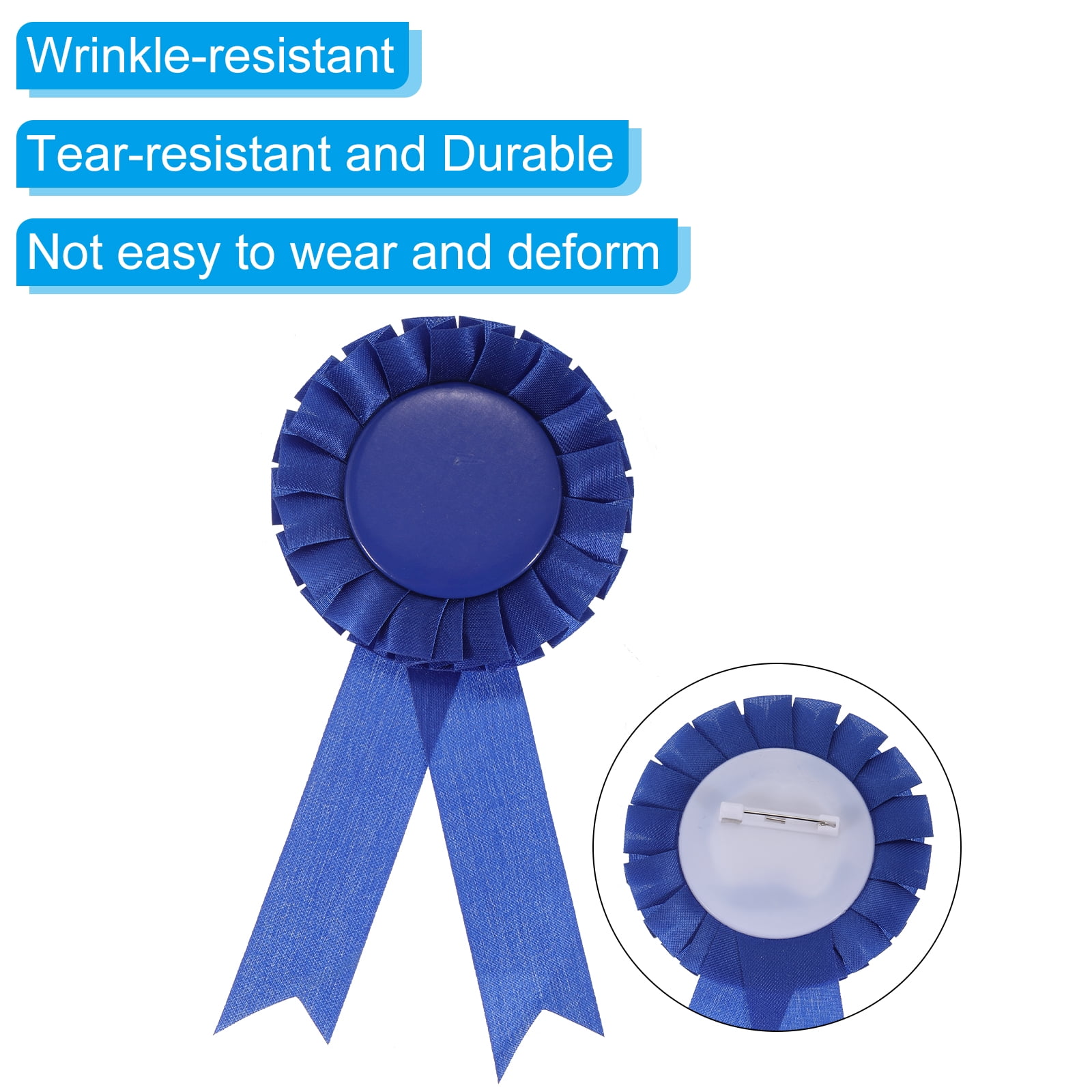 Uxcell Blank Award Ribbon, Rosette Ribbon Honorable Prize Recognition Ribbon, Blue, 18Pack
