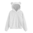 thumbnail image 4 of Girls Sherpa Fleece Pullover Hoodie Long Sleeve Soft Plush Hooded Sweatshirt Casual Loose Fit Top, 4 of 4