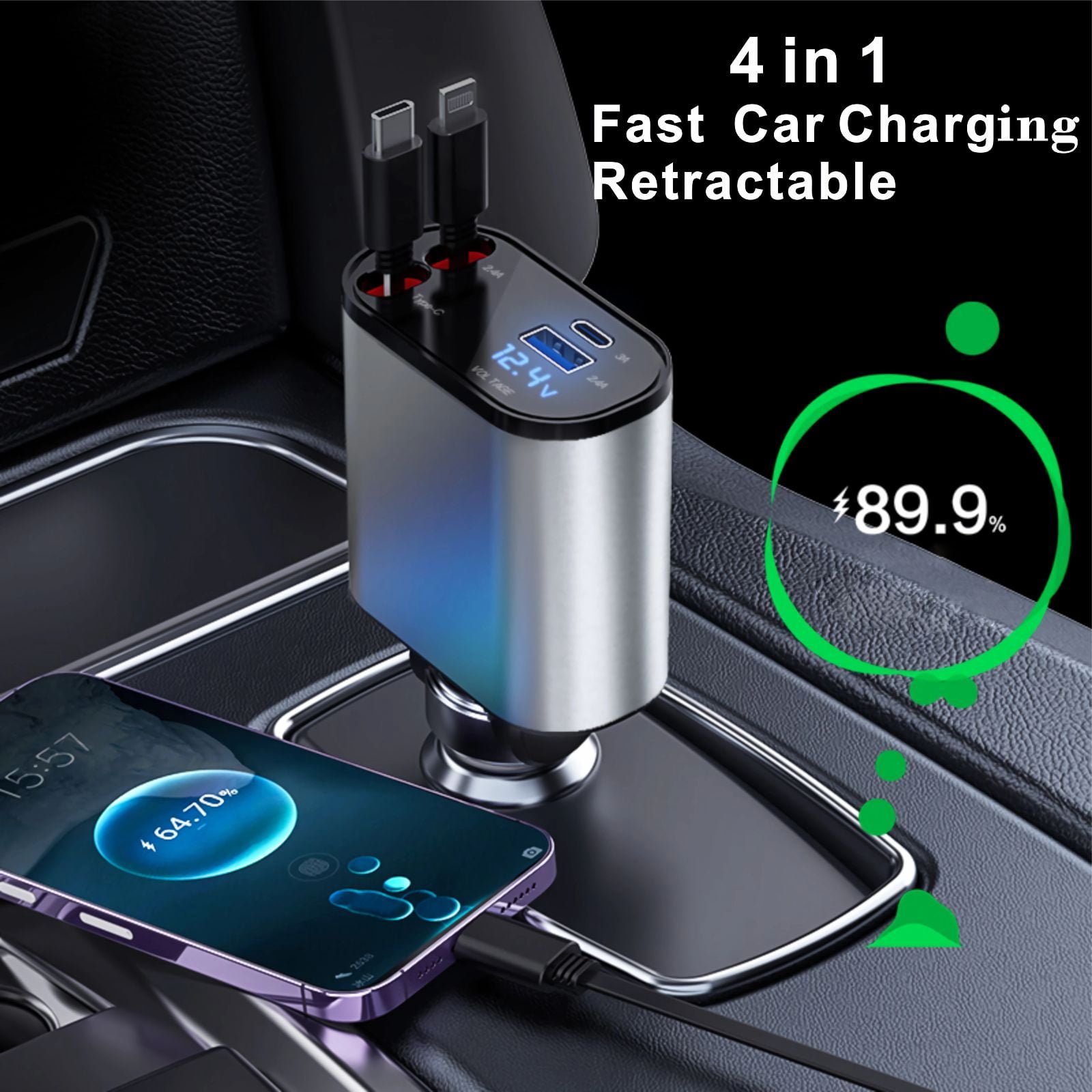 Suonee Smartphone 4 in 1 Retractable Car Charger