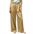 thumbnail image 2 of Horkkom Satin Pants for Women Elastic Waist Silk Solid Color Wide Leg Pants Casual Loose Pajama Pants with Pockets L, 2 of 10