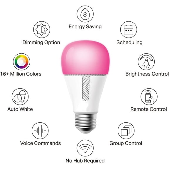 Smart Light Bulbs, 1000 Lumens High Brightness, 16M Color Changing, Dimmable Smart WiFi Light Bulb, Compatible with Alexa and Google Home, A19, 2.4GHz Wi-Fi only, No Hub Required, KL135(4-Pack)