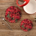 thumbnail image 2 of GZHJMY Christmas Red Flowers and Green Fir Trivets Pot Holders Set of 2, Hot Pads, Table Mats,Placemats Set for Cooking and Baking, Cotton Braided Hot Pads, 7.09"+9.45", 2 of 7