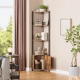 thumbnail image 2 of QinaQin Repisa esquinera de 5 niveles y 57 pulgadas, con estructura metálica y repisas de madera, ideal para sala, cocina, baño o recámara, 2 of 9