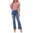 thumbnail image 2 of BLUSA DE MUJER CON COLLAR PETER PAN EN CONTRASTE Y MANGAS CORTAS PUFF, CAMISA A CUADROS ROJA S, 2 of 6