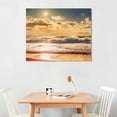thumbnail image 3 of JRXY Sunset Ocean Canvas Wall Art - Ocean Waves Wall Decor Glow Sea Scene Picture Painting Nature Landscape Prints Sunset Over the Ocean Painting Artwork Living Room Bedroom Office Home 20x16in, 3 of 5