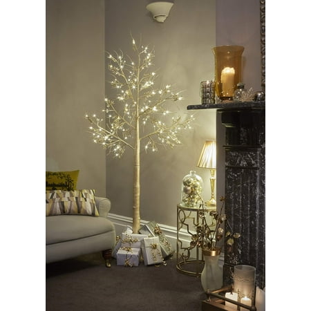 Jaymark Products 7ft Christmas Twig Tree Champagne Gold with 120 Pre Lit LEDs - Indoor &