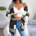 thumbnail image 5 of felwors Women's Striped Long Sleeve Open Front Knit Cardigan Casual Pullover Sweater Black, L, 5 of 8