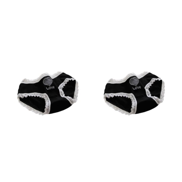 Qarigey bragas de algodón para ropa interior de cintura baja lencería lindo lolita calzoncillos de dibujos animados calzoncillos Negro/Corazón de amor SG 2piezas