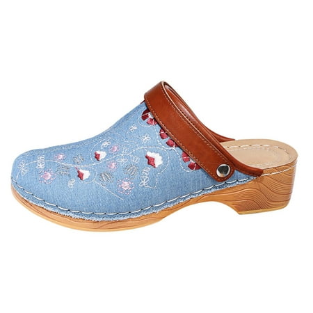 

Womens Summer Ladies Slippers Embroidered Flower High-heeled Slope Heel Sandals Open Toe Slide Sandals Comfortable Flats Flip-Flops Sandal Casual Platforms Wedge Sandals Heeled Sandals A21776