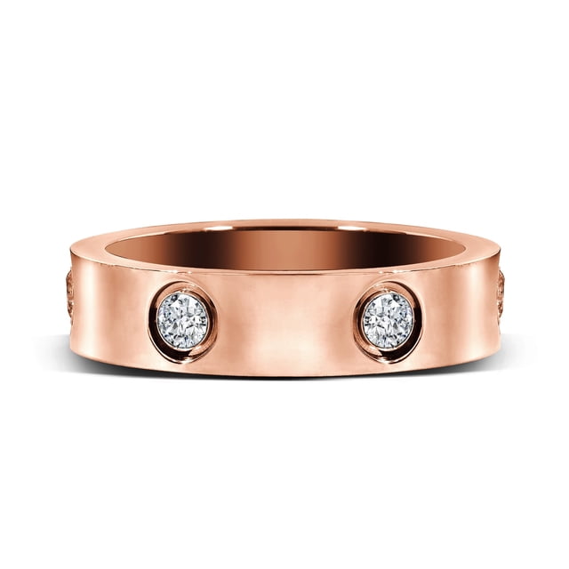 JeenMata Alianza de Boda Clásica Anillo de Bodas de Amor: Regalo de Aniversario y Significativo para Mujeres en Baño de Oro Rosa