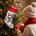 thumbnail image 6 of Personalized Christmas Stockings with Embroidered Name, 16.93 Inch Snowman Jacquard Vintage Xmas Stocking with Soft Velvet for Fireplace Family Holiday Decor, 6 of 6