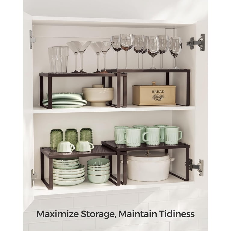 SONGMICS 2-Pack Metal Shelf Organizers, Brown, Stackable photo 7