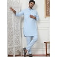 thumbnail image 4 of Punjabi Kurta Pajama Set Pathani Cotton Indian Dress for Men (Sky Blue, XXL), 4 of 8
