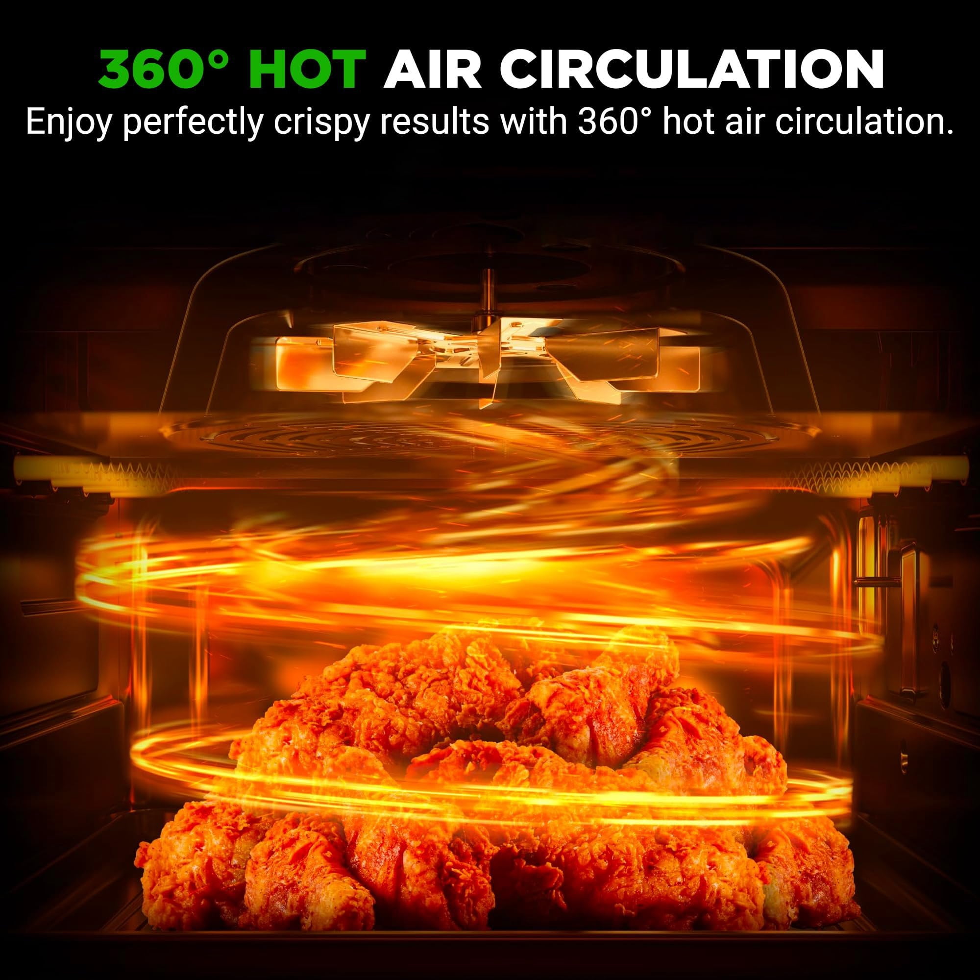 Nutrichef 6 Liter Electric Air Fryer 12-1 Preset Cooking Functions Includes Tenderizing Function Digital Display Transparent Window For Best Cooking Results 14.05 x 10.51 x 13.97 Black