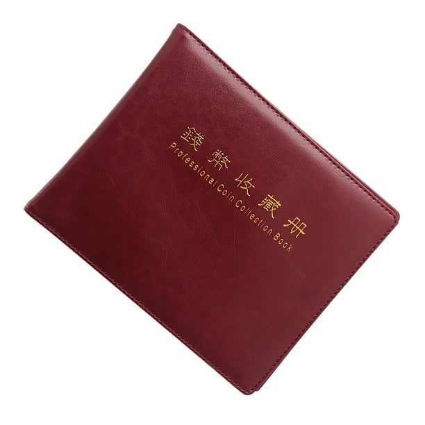 Inteprter Álbum de cuero, 10 páginas, monedas, billetes, sellos, colección de libros, almacenamiento de notas, organizador protector, Almacenamiento y organización del hogar Rojo