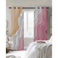 thumbnail image 3 of Pink Coastal Beach Blackout Curtains, Light Blocking Print Window Curtains, Country Romantic Simple Sea Waves Thermal Insulated Window Drapes for Living Room Kitchen Cafe 2 Panels, 84"W x 84"L, 3 of 9
