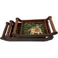 thumbnail image 2 of India Meets India Handicraft Wooden Serving Tray Serving Platter Set of 3, Best Gifting, Made By Awarded Indian Artisan, 2 of 5